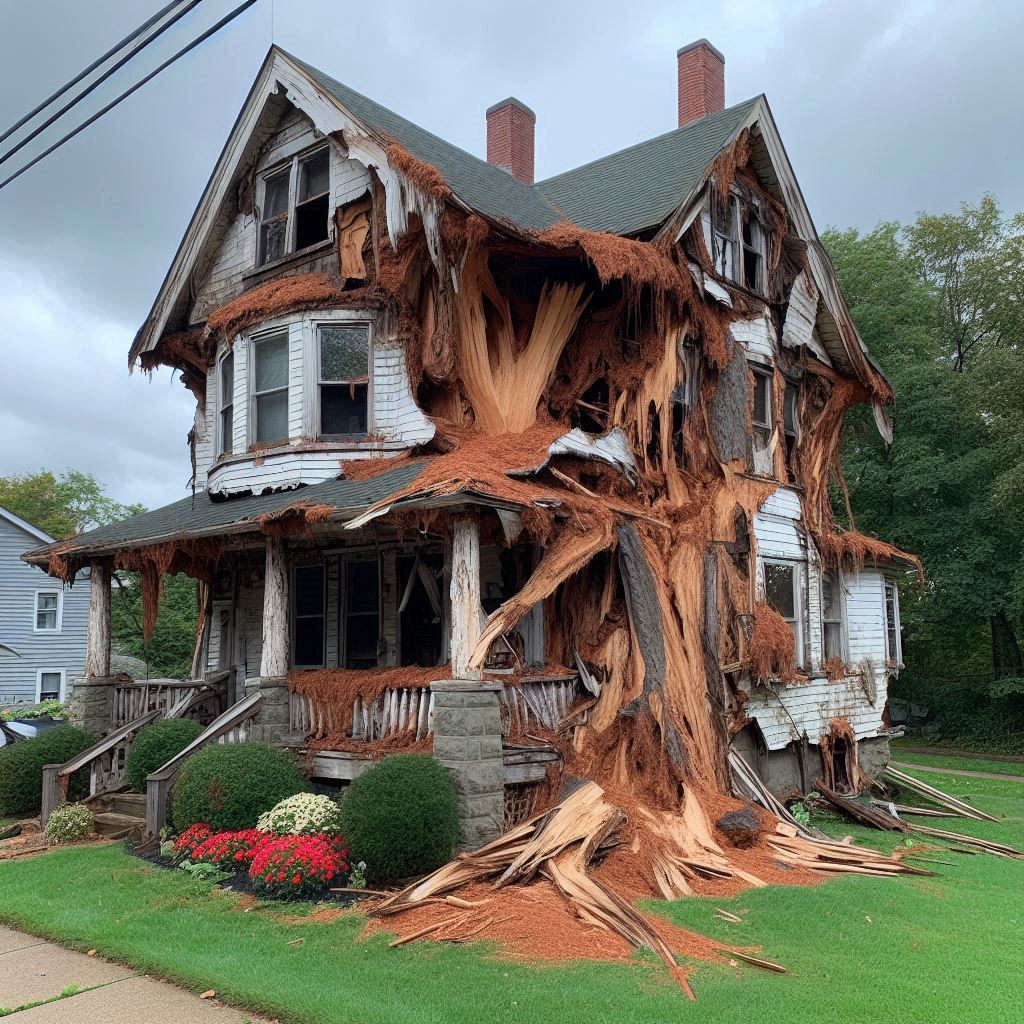 Signs Your Bridgewater Home Needs a Tree Inspection Damaged tree on an Bridgewater home showing signs of disease and decay